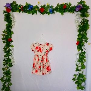Shein dress size 18-24m ,peach color with red rose and butterfly